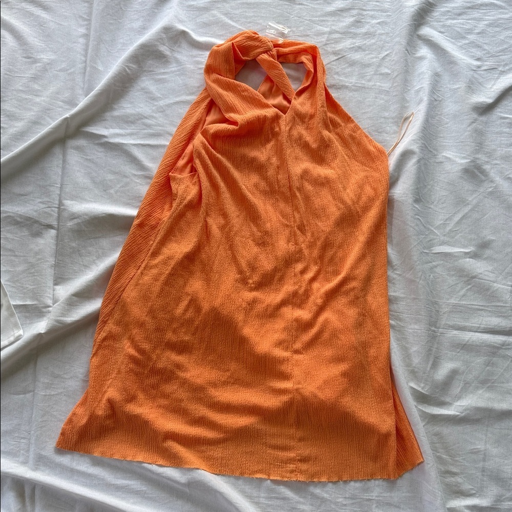 Dee Elly Orange Halter Neck Women's Dress